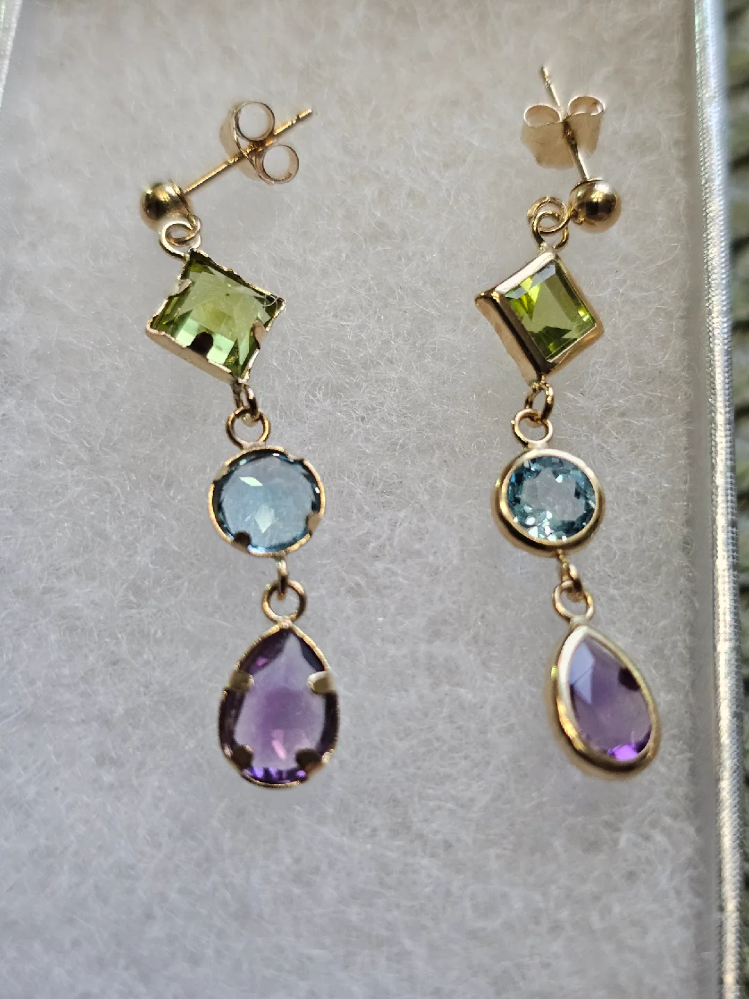 14K Gold Gemstone Drop Earrings 1.63g thumbnail