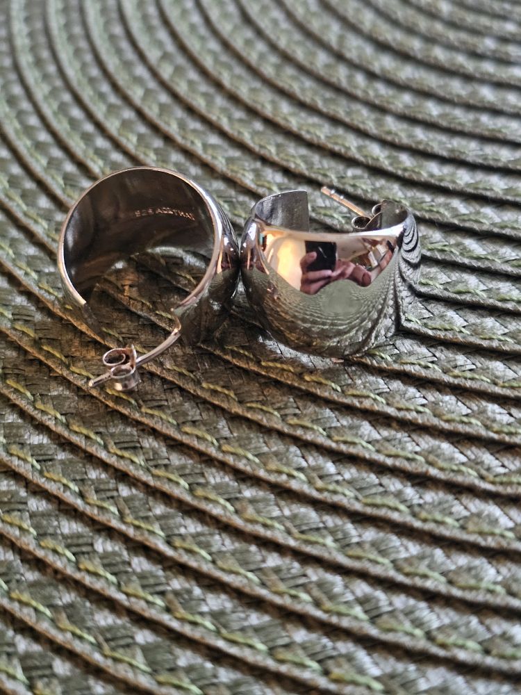 Silver Hoop Earrings Stamped 925 - photo 2