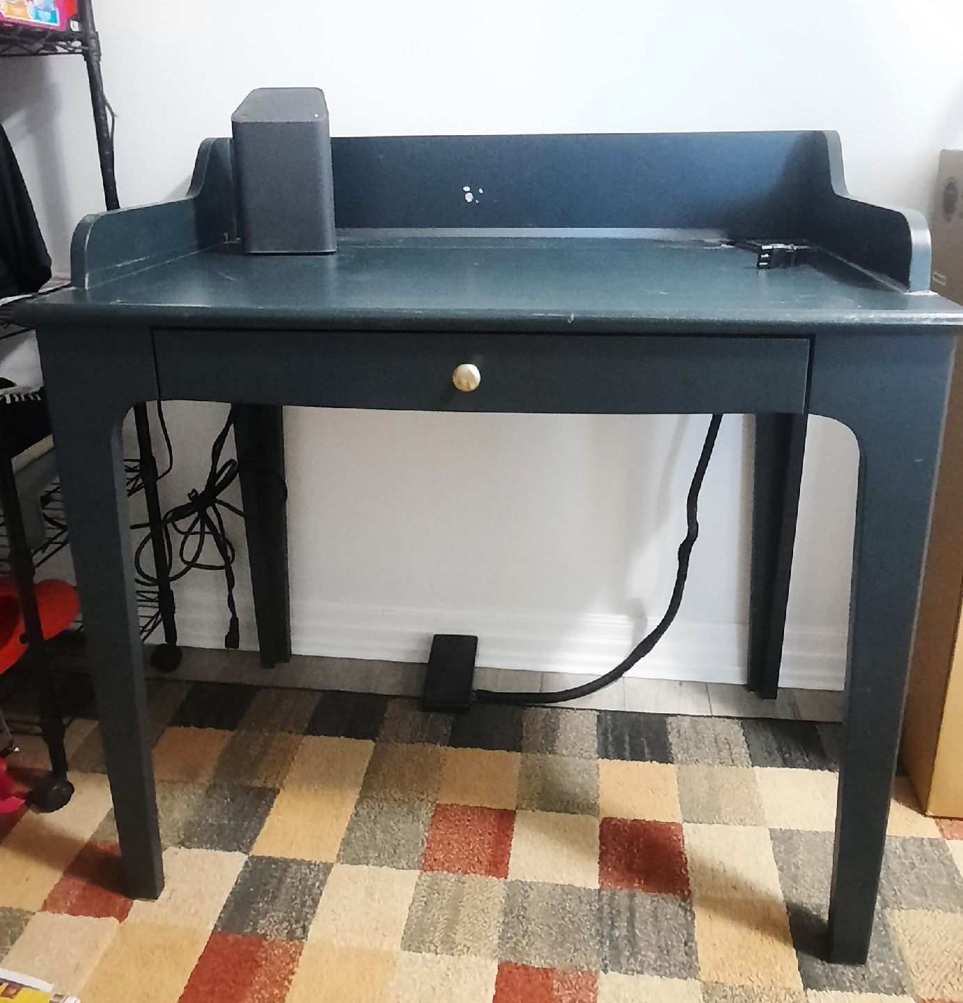 Dark Green Desk with Drawer