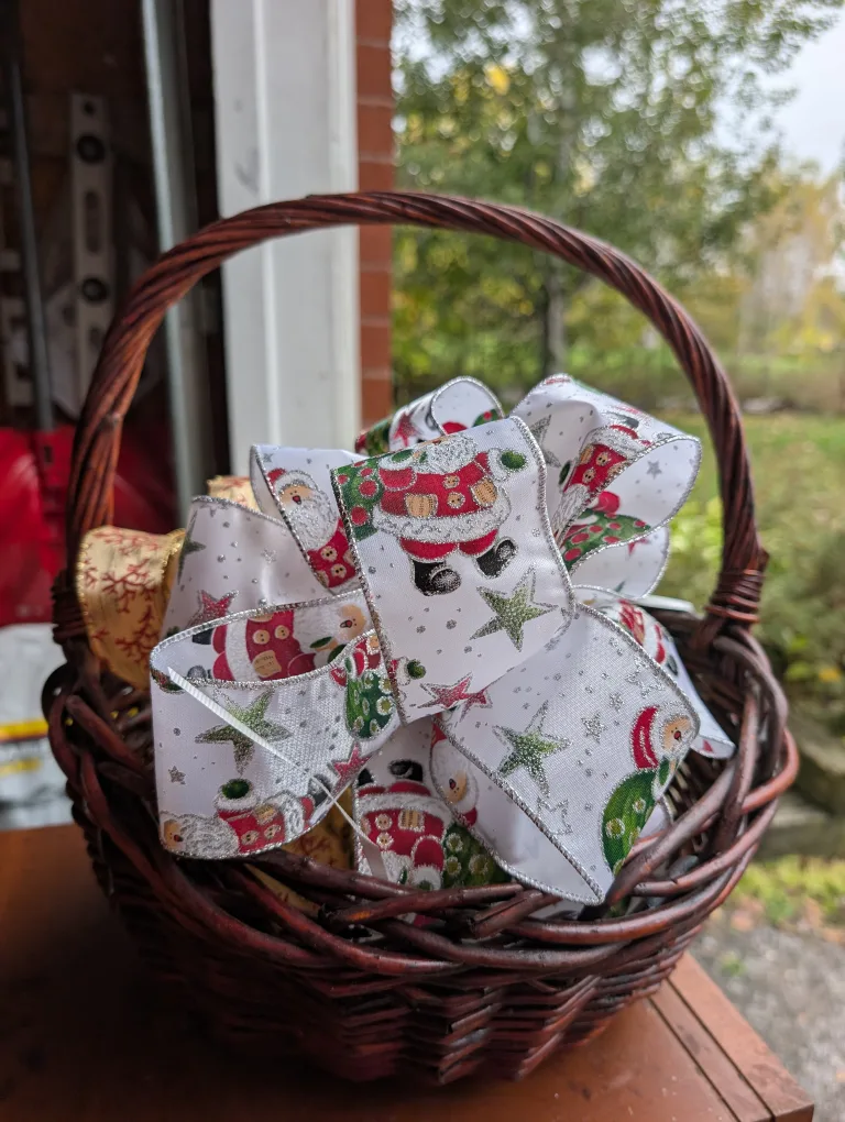 Christmas Ribbon Bows with Santa Design