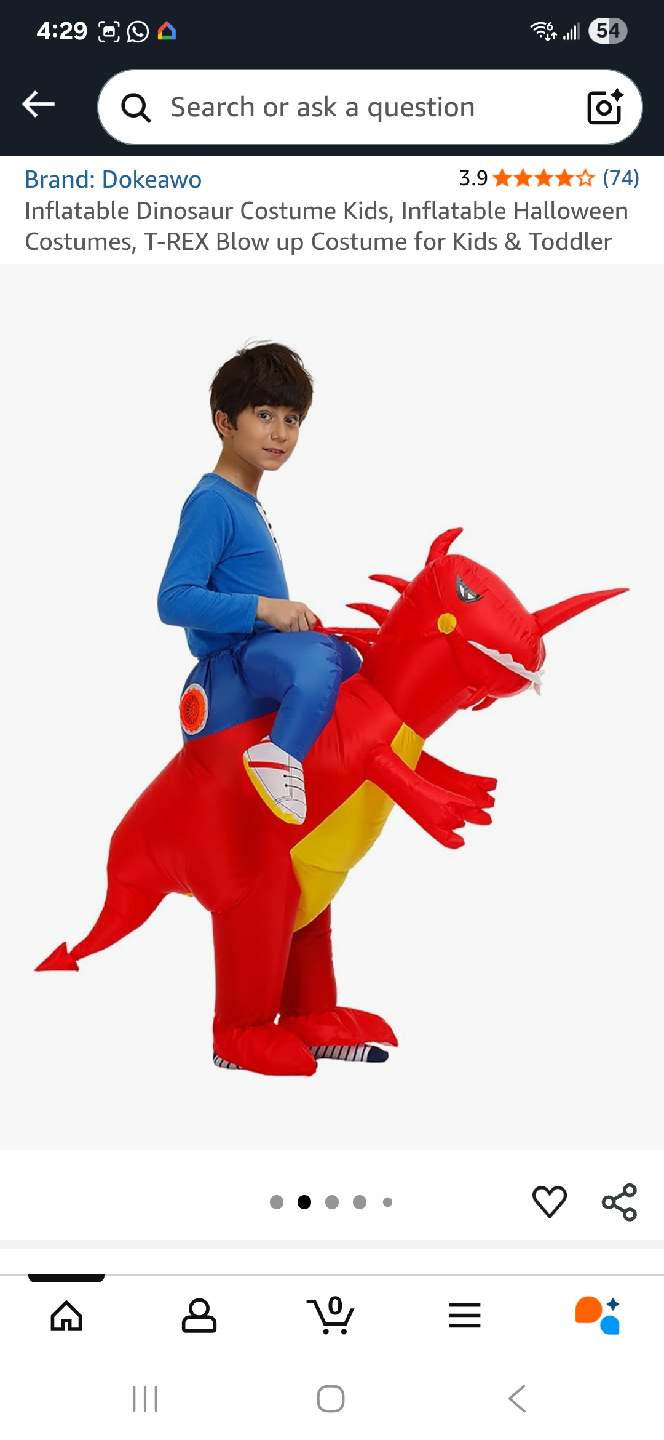 inflatable costume red dinosaur halloween