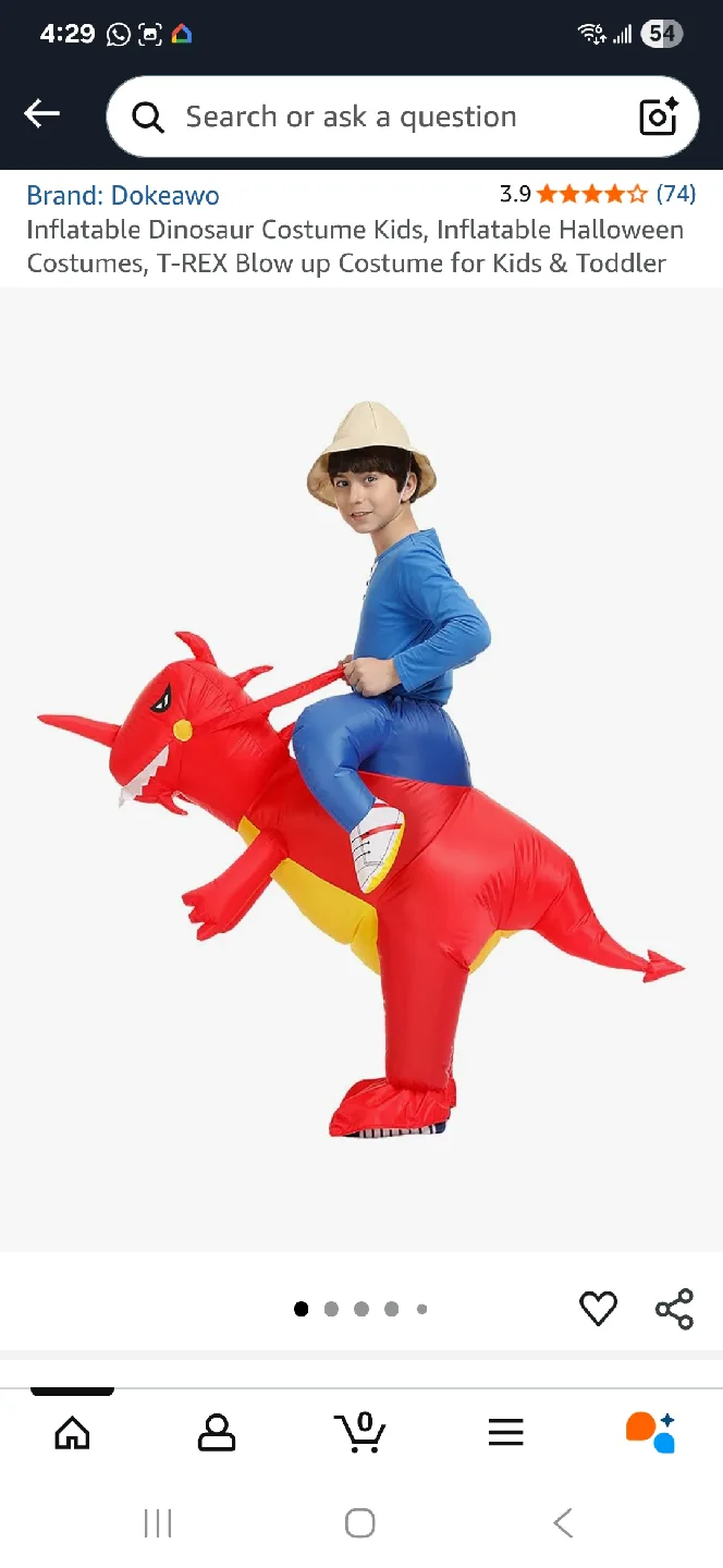 inflatable costume red dinosaur halloween image indicator(6)
