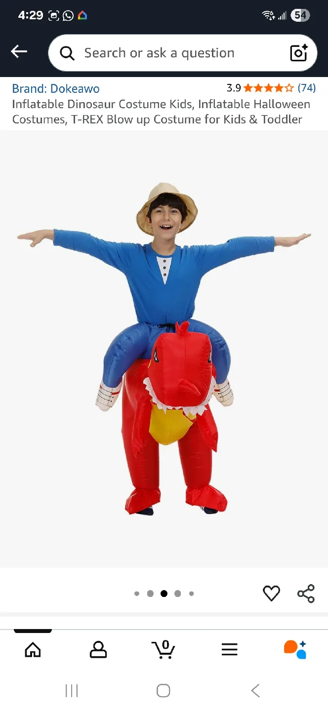 inflatable costume red dinosaur halloween image indicator(7)