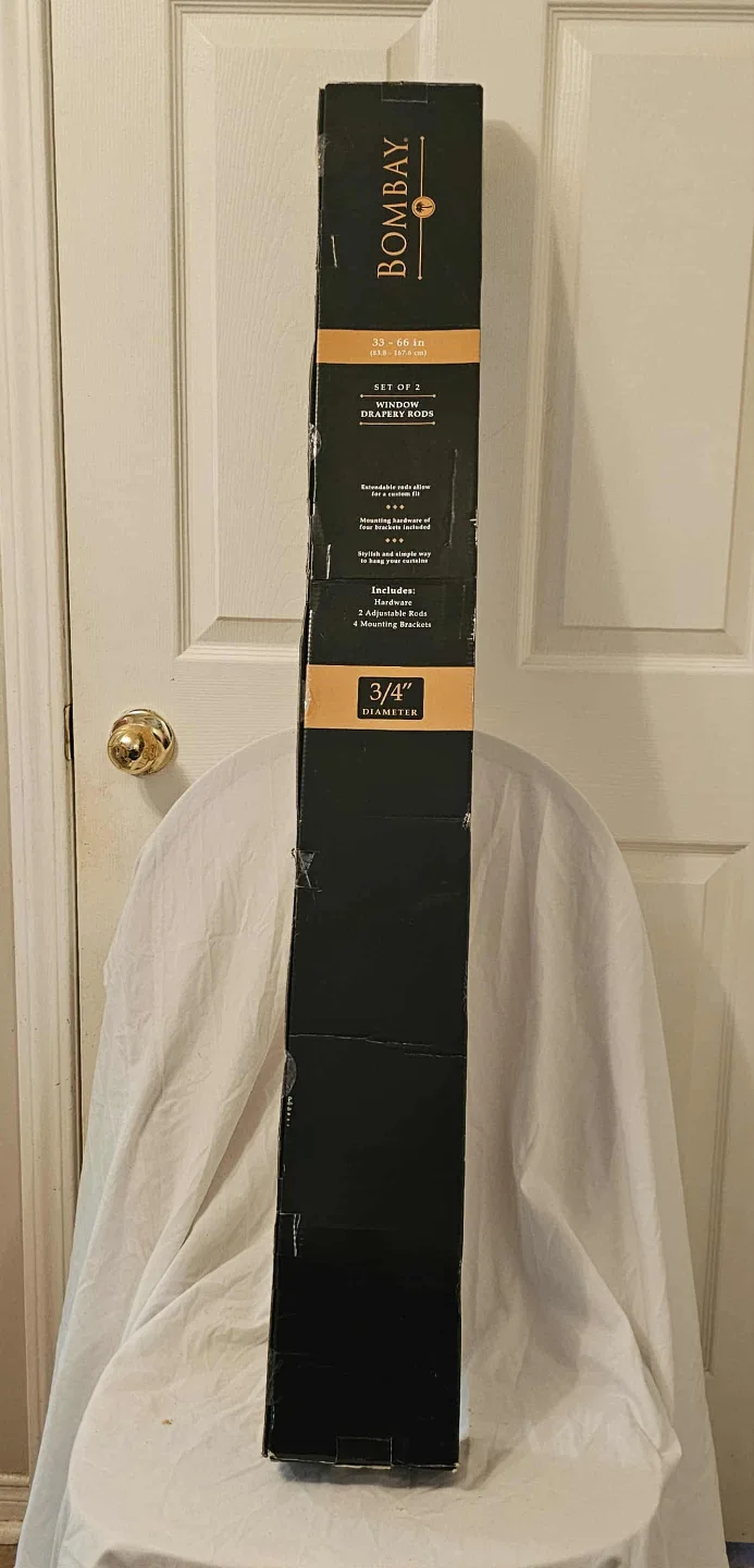 2 Black Bombay Window Drapery Rods image indicator(5)