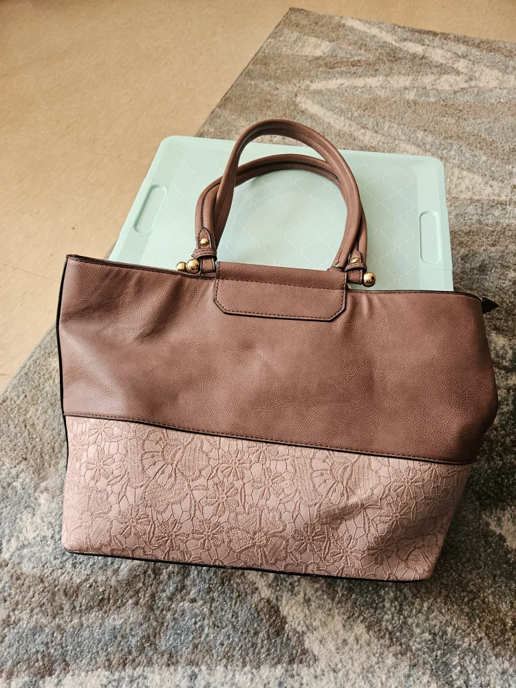 Brown Tote Bag with Lace Detail thumbnail