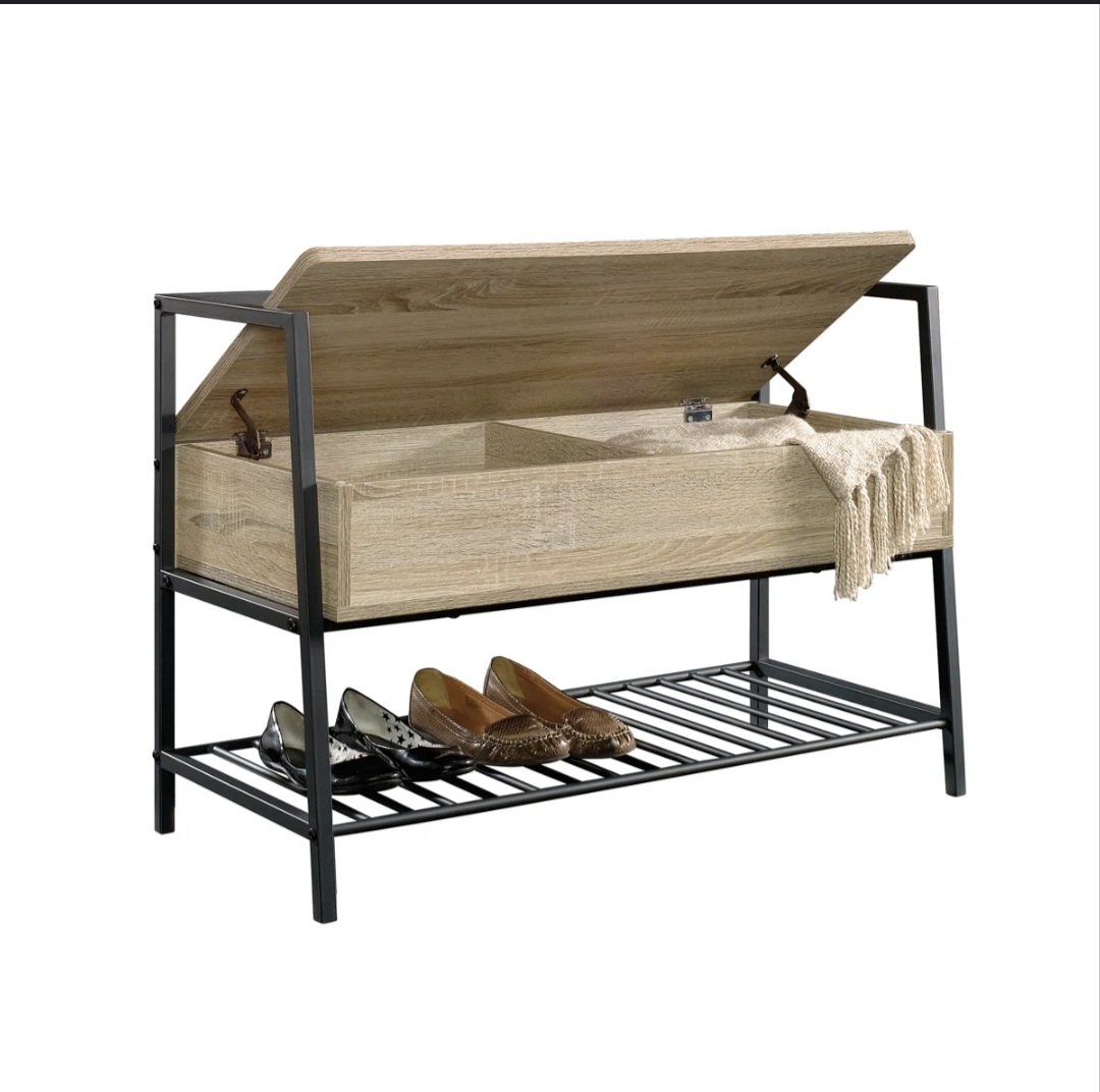 Wood & Metal Shoe Storage Bench