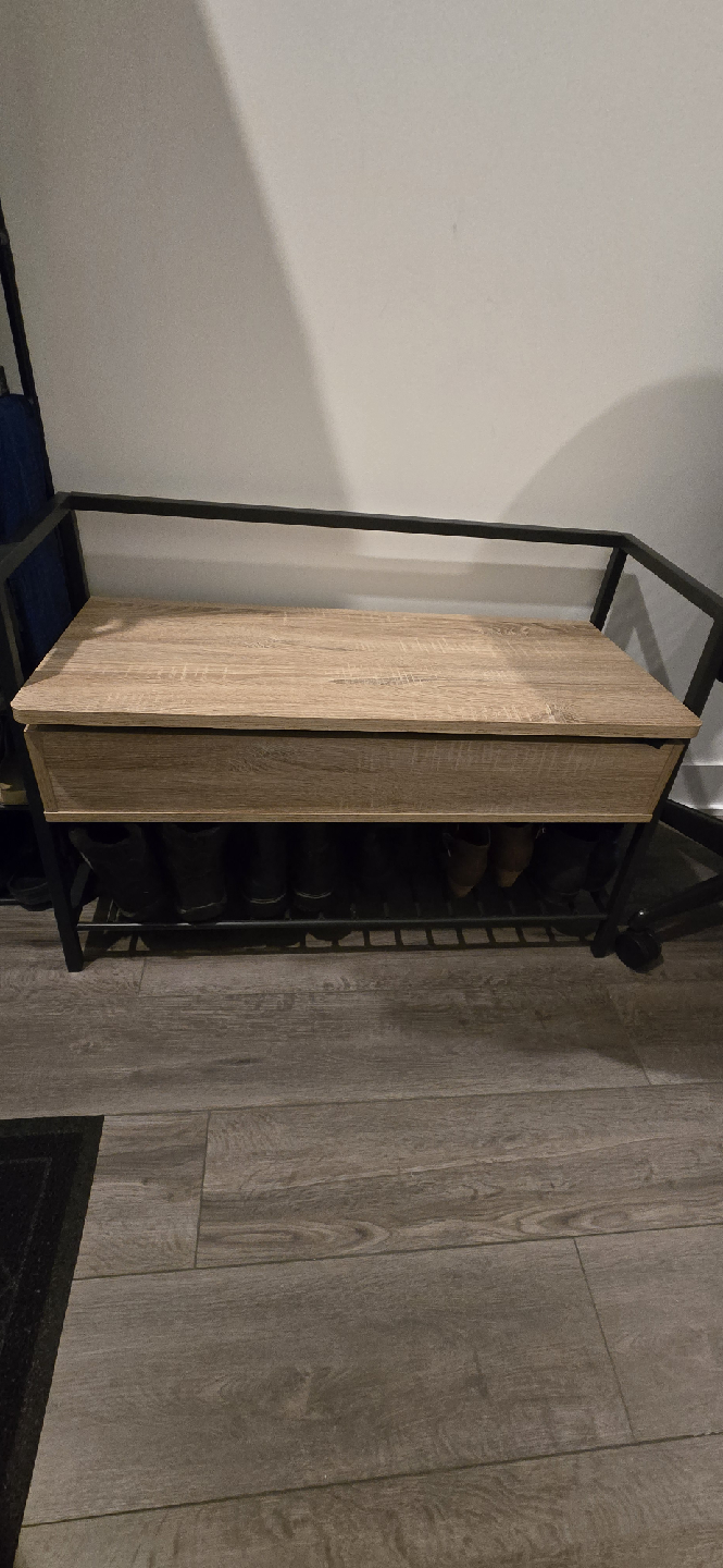 Wood & Metal Shoe Storage Bench - photo 3