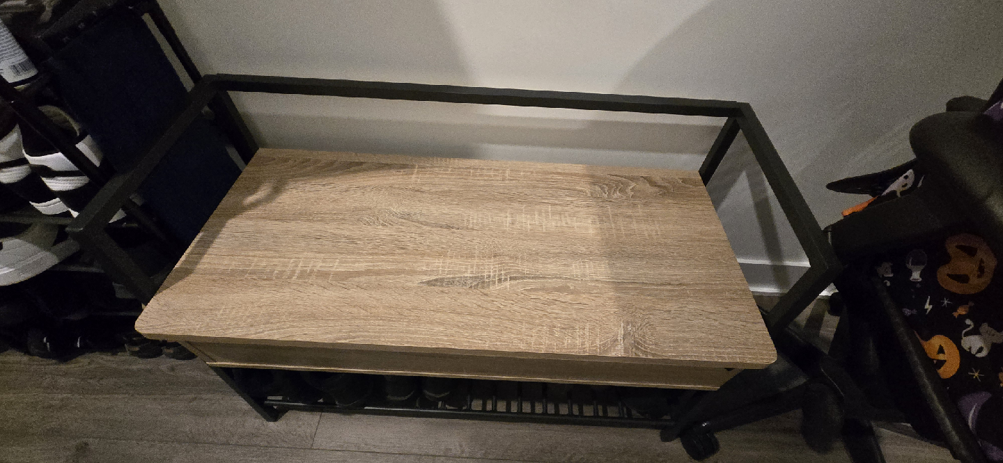 Wood & Metal Shoe Storage Bench - photo 4