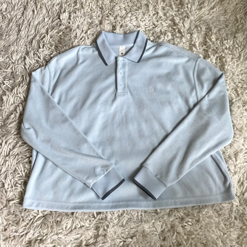 NWT Cotton Terry Relaxed-Fit Polo Shirt - Size S, Starch Blue image indicator(7)