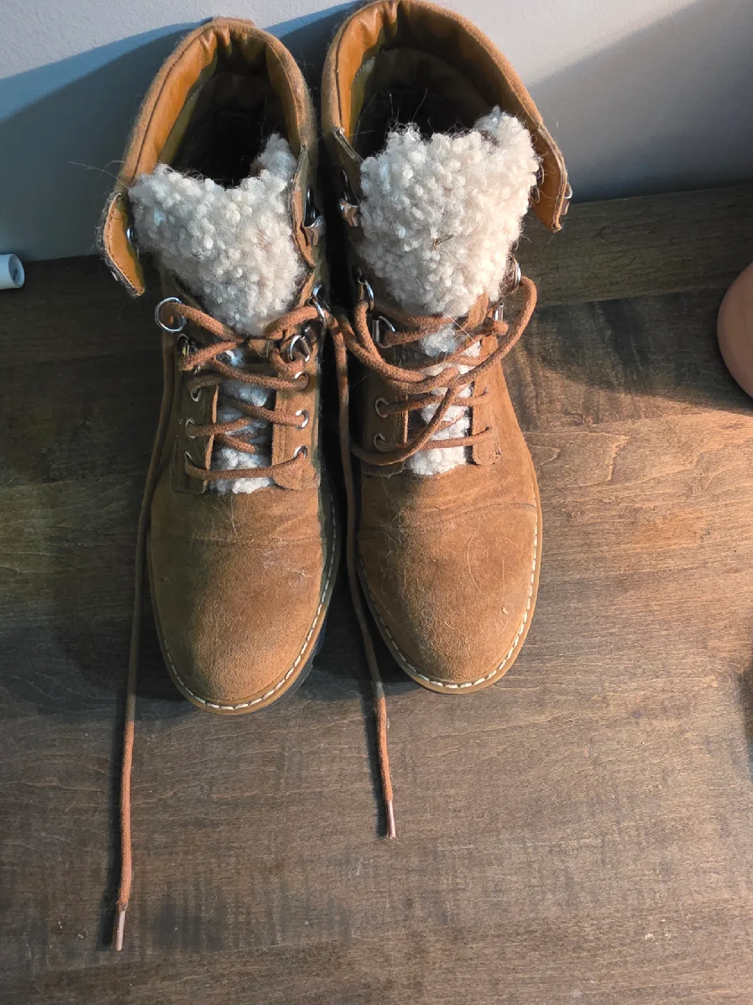 Brown Suede Boots with Faux Fur Lining