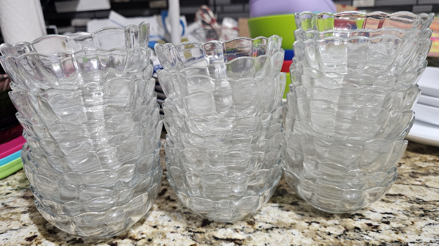 set of 33 small glass bowls