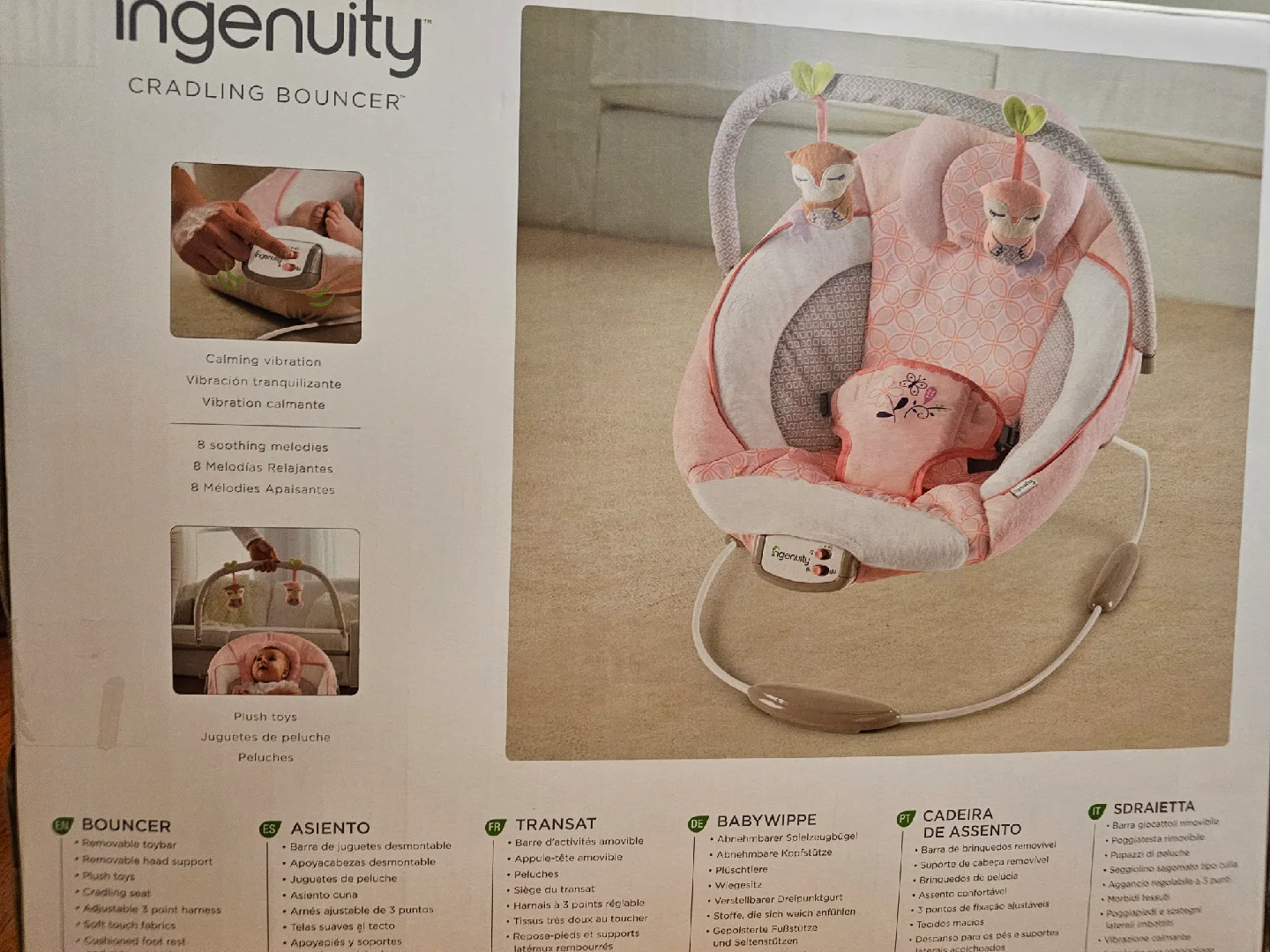 BNIB Ingenuity Audrey Cradling Bouncer - Pink image indicator(2)