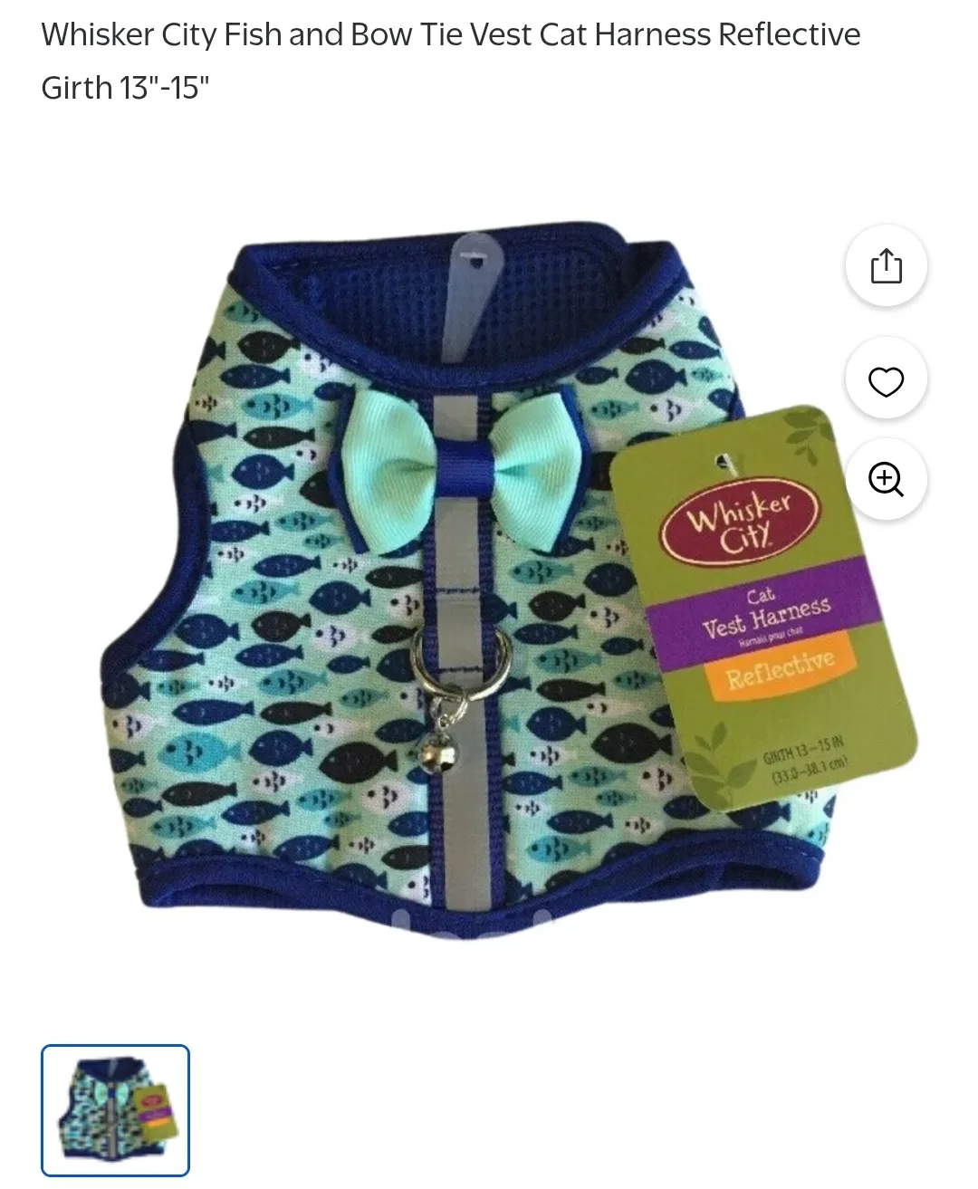 Blue Fish Pattern Cat Harness with Bow image indicator(6)