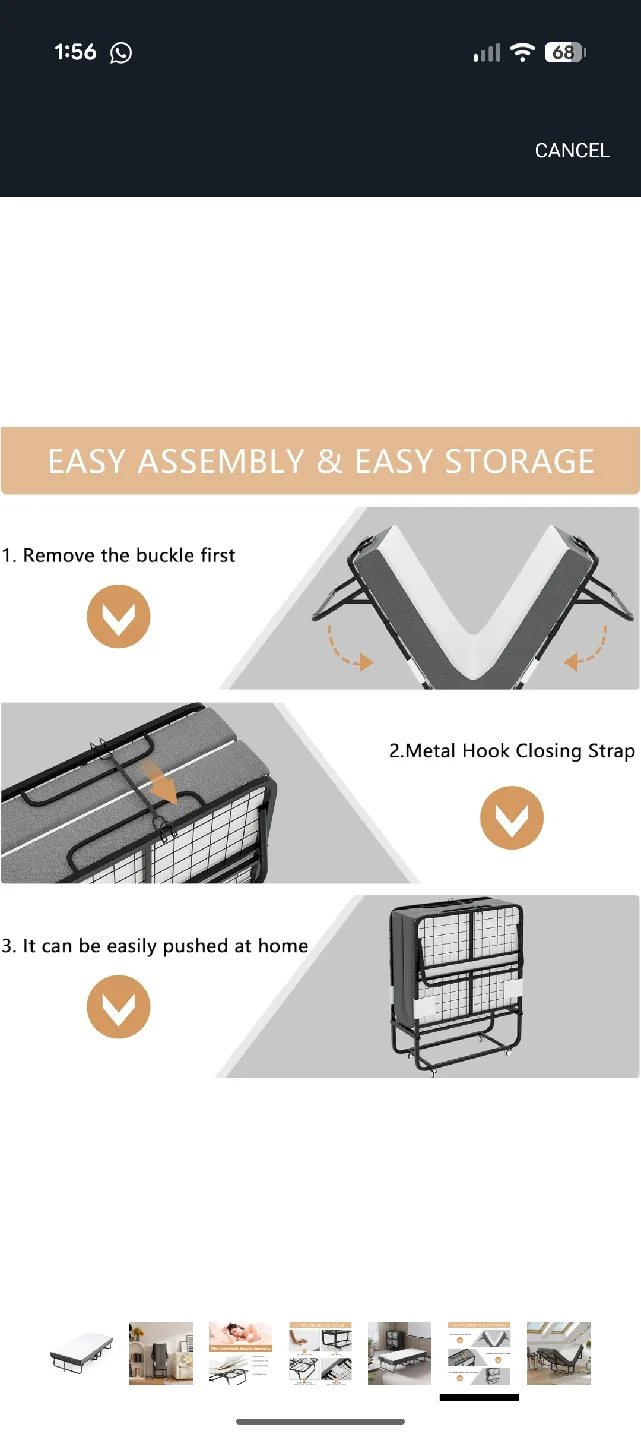 Folding Bed Frame with Memory Foam Mattress image indicator(6)