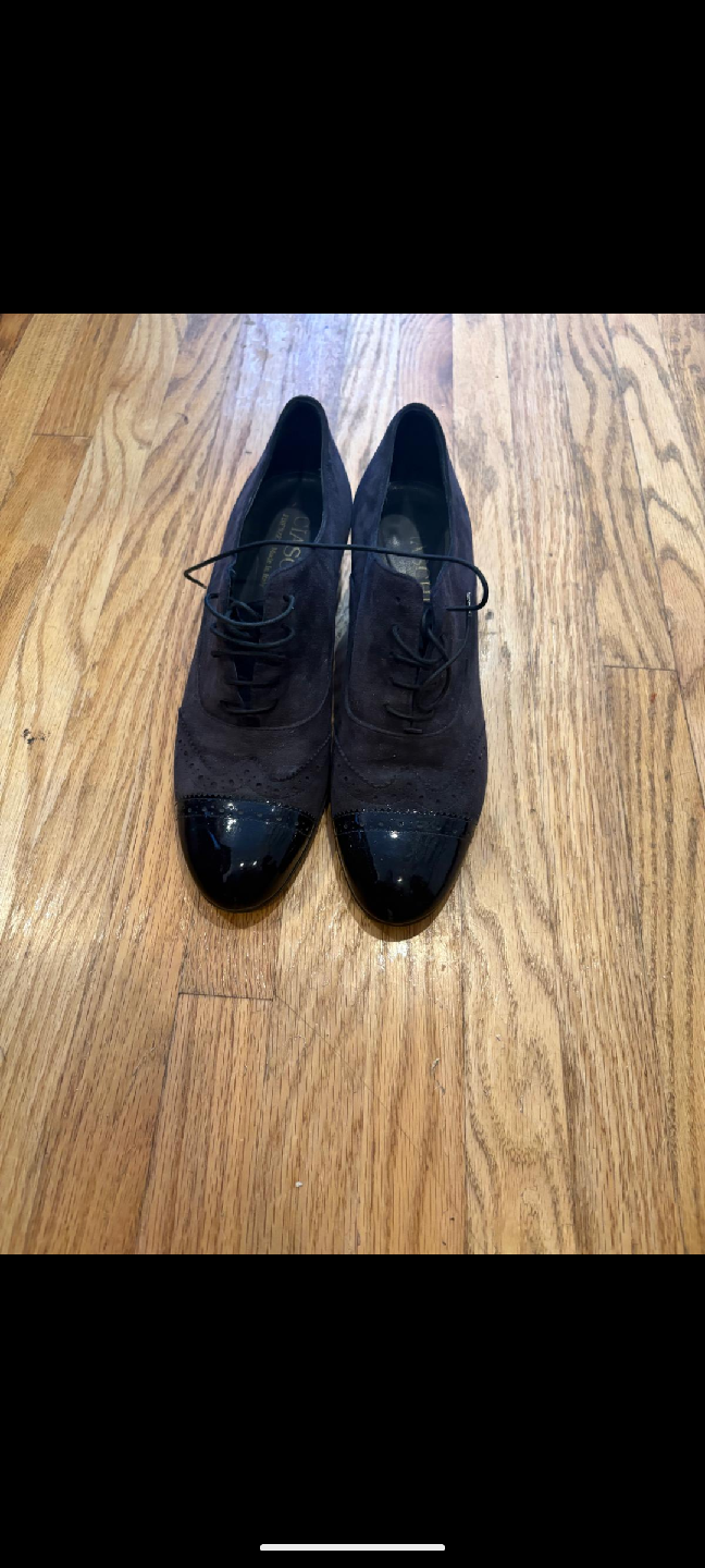 Filippo Caschi Black Leather Oxford Shoes for women