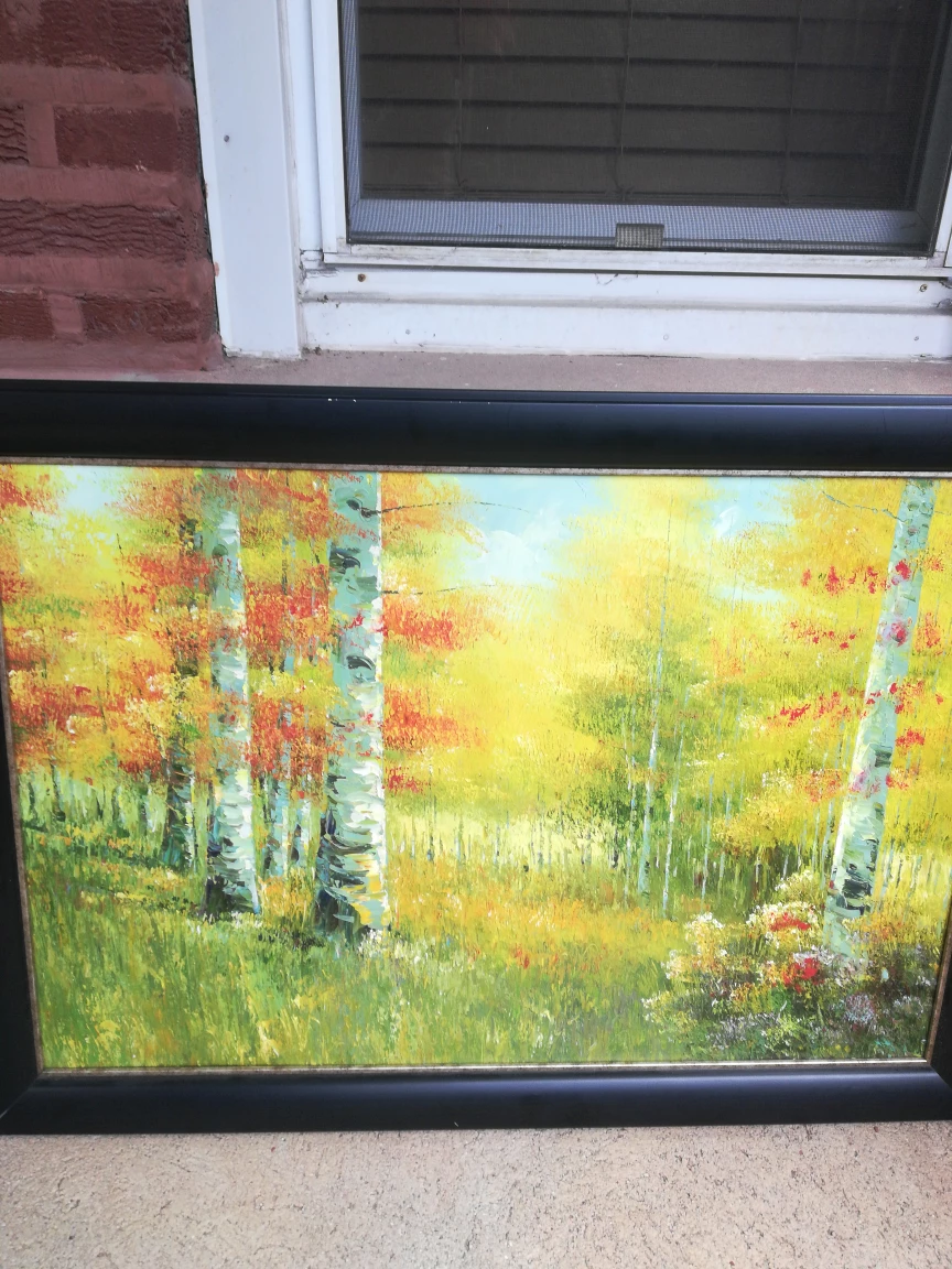 Framed Birch Tree Oil Painting - photo 2