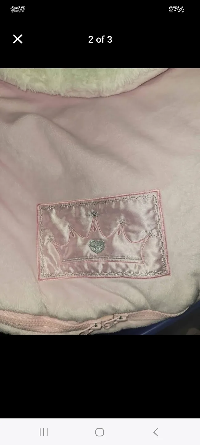 Pink car seat cover Baby Bunting Bag with Crown image indicator(2)