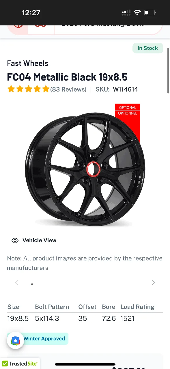 Fast Wheels FC04 Metallic Black 19x8.5 Rims with Hakka R3 Tires image indicator(5)