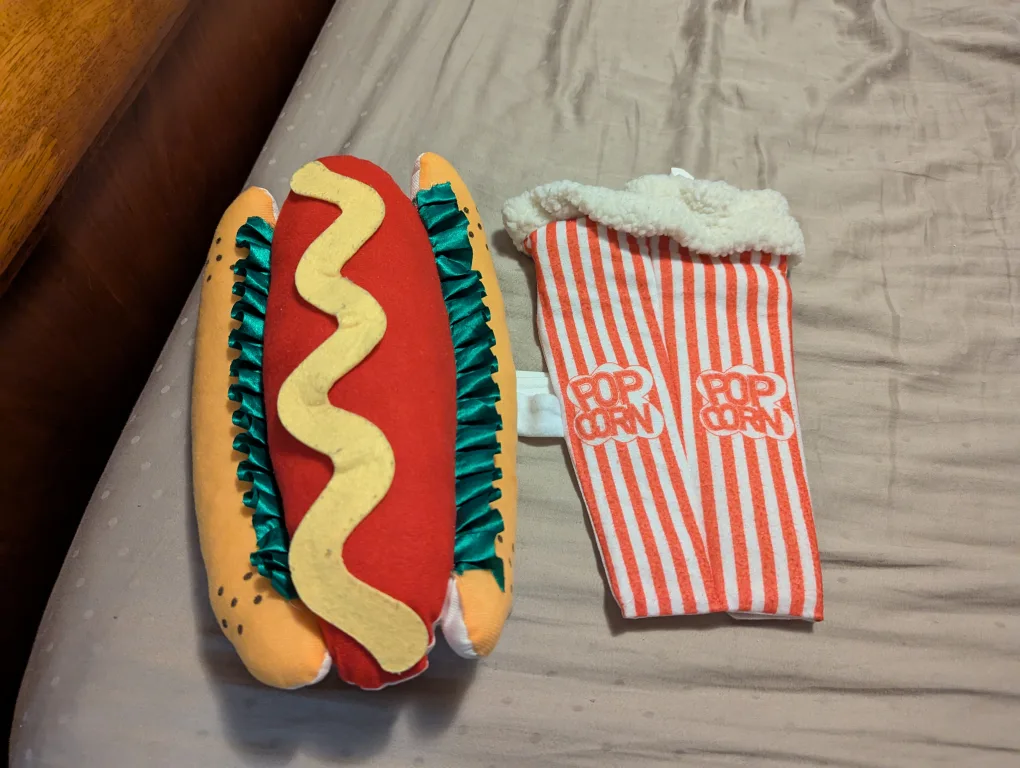 Hotdog and Popcorn Halloween costume for small dog or cat