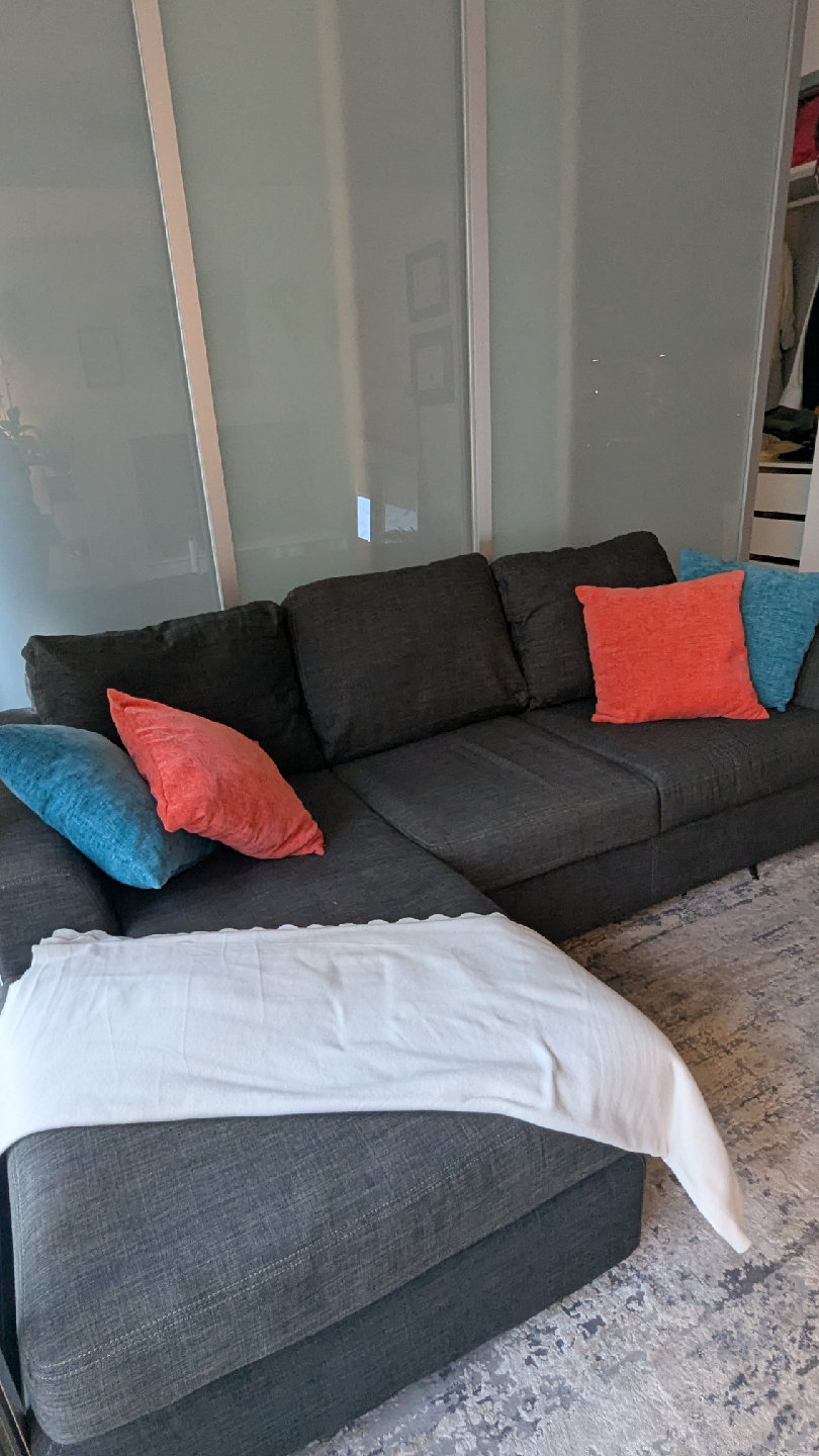 MOVING OUT SALE - Dark Grey Sectional Couch