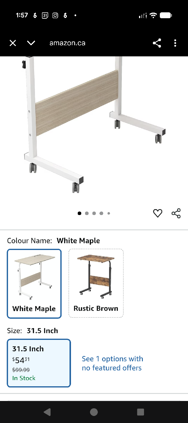 Mobile adjustable sit/Stand Up Desk - White Maple - photo 5