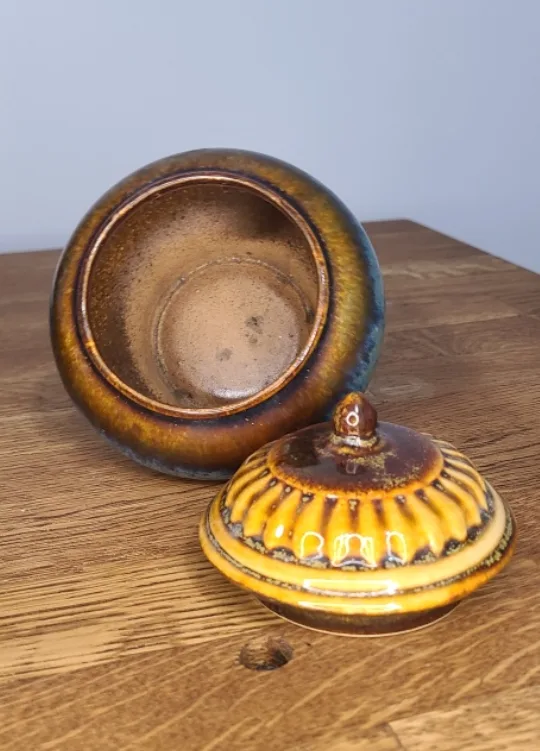 Ceramic Lidded Jar - Blue & Brown image indicator(3)