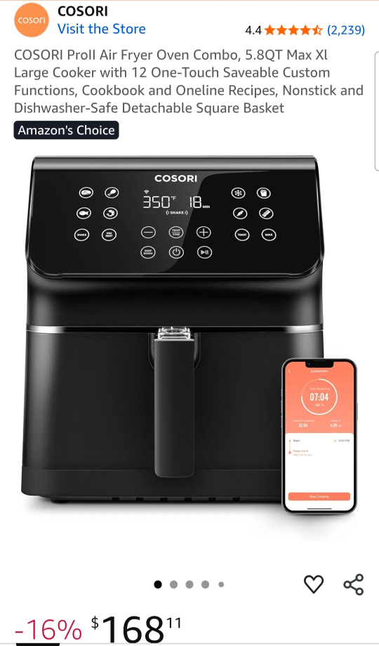 Cosori Pro ll - Best Air Fryer Brand 5.8QT ⭐️⭐️⭐️⭐️⭐️ - photo 2