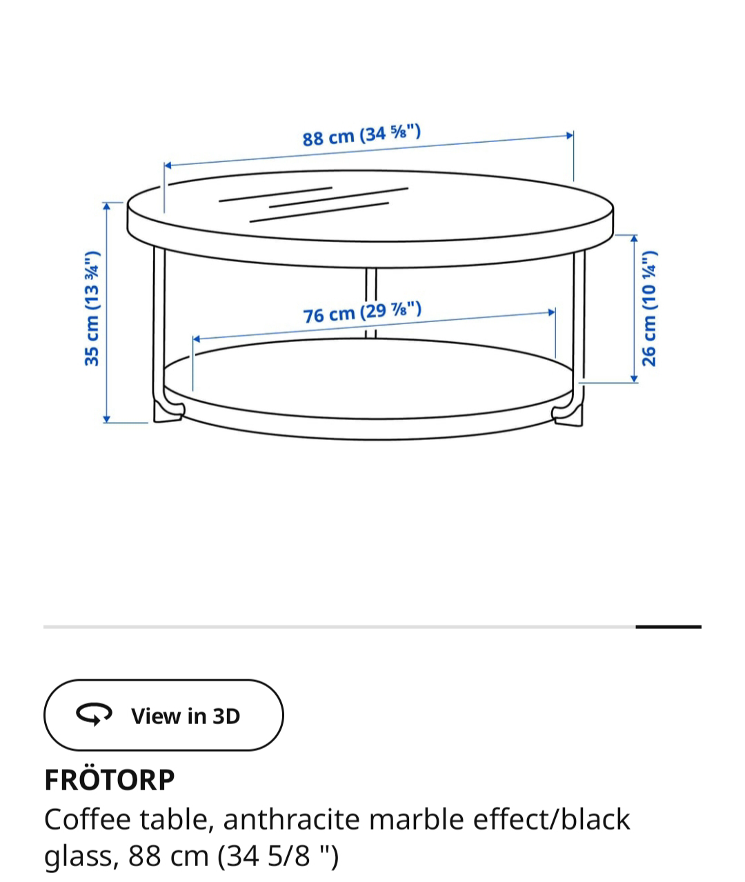 IKEA FRÖTORP Coffee Table - Anthracite Marble/Black - photo 4