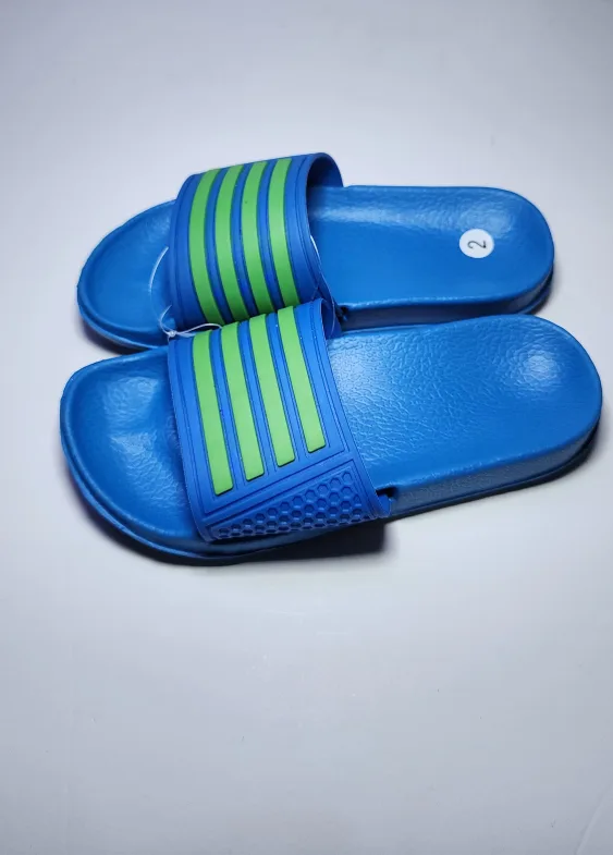 Blue and Green Striped Slides - Big Kid Size 2 (Eu34) image indicator(3)