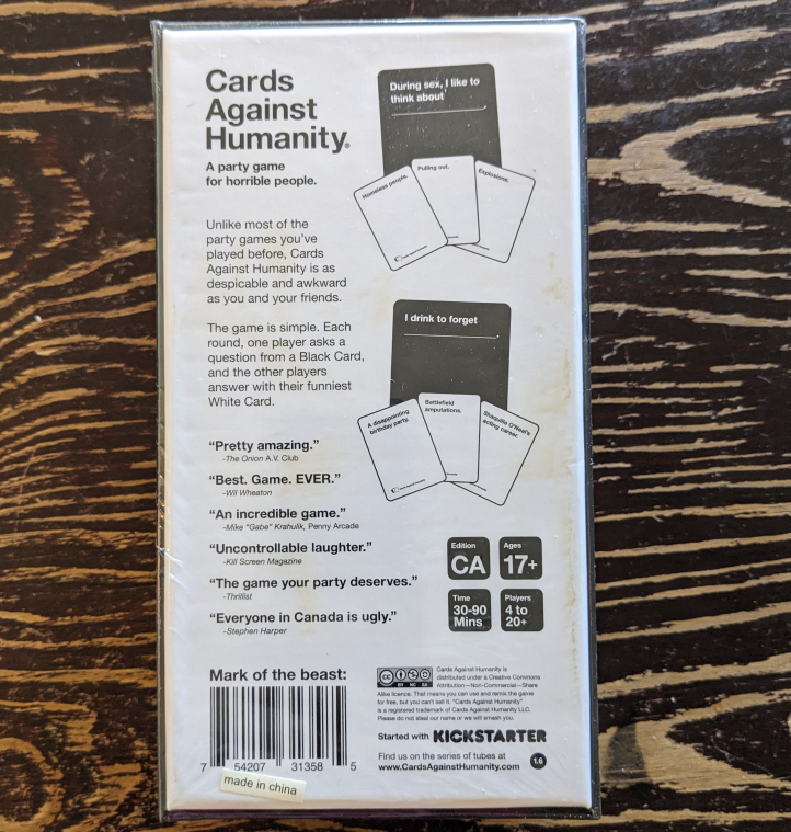 Cards Against Humanity CA Edition - Base Game - New - photo 2