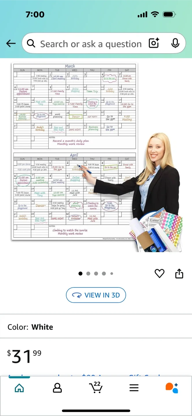 Large Magnetic Calendar Whiteboard thumbnail