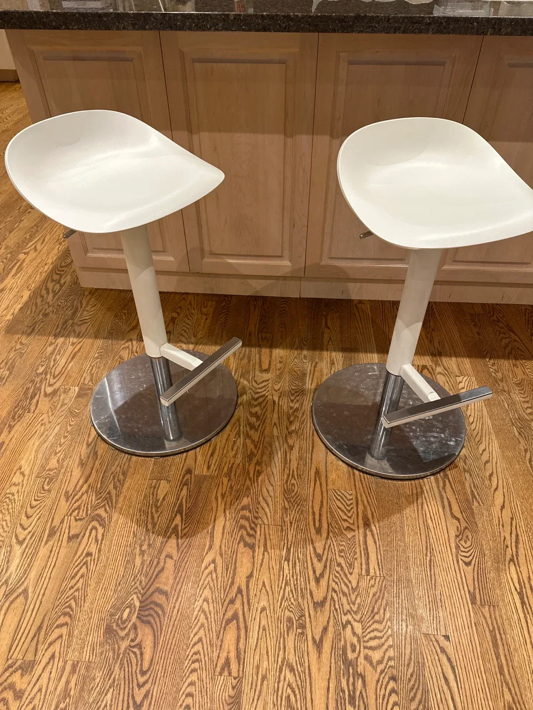 Modern White Bar Stools - Set of 2 thumbnail