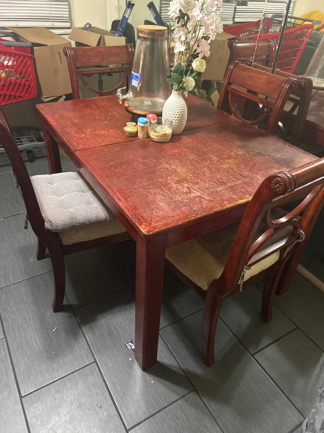 Wooden Dining Table with 4 Chairs