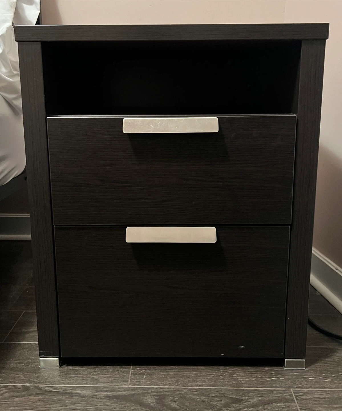 Dark Brown Nightstand with 2 Drawers - photo 3