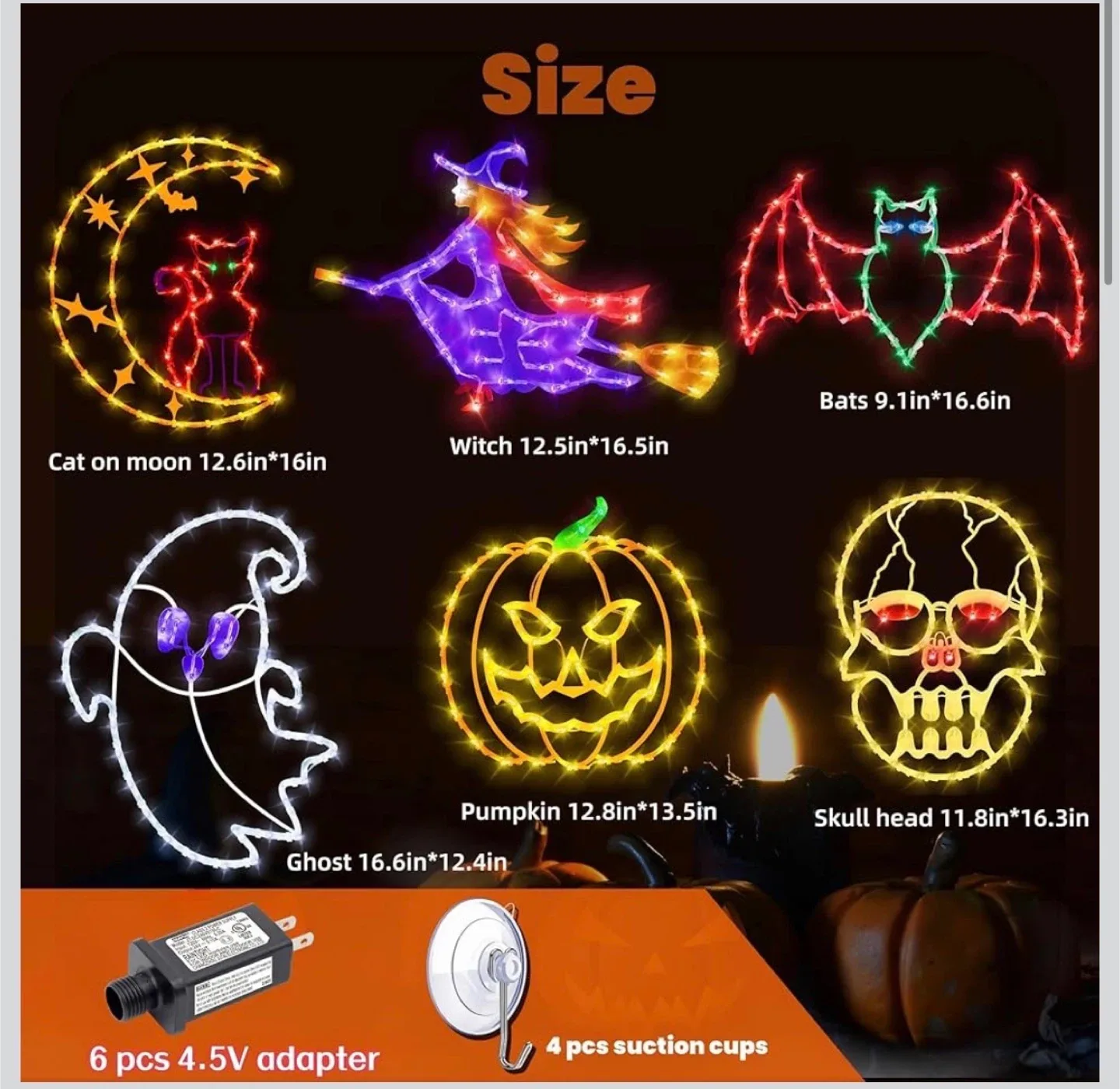 Halloween String Lights - Ghost, Bat, Pumpkin, Cat, Witch, Skull image indicator(10)