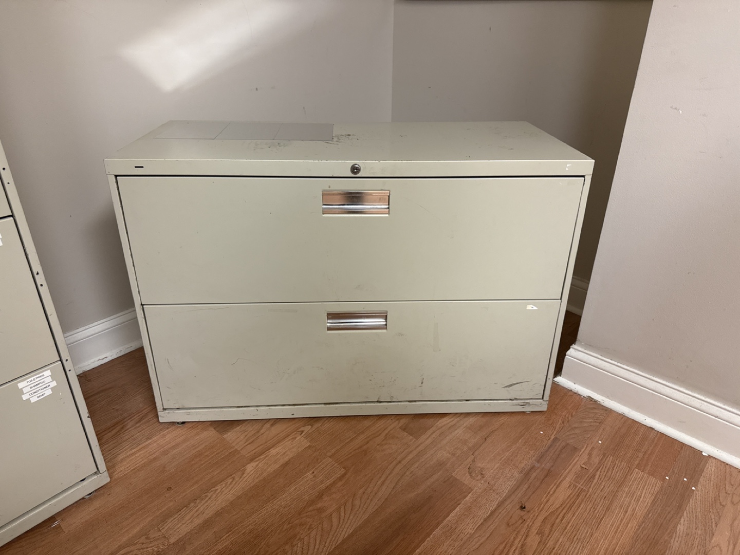 Two-Drawer Beige Filing Cabinet