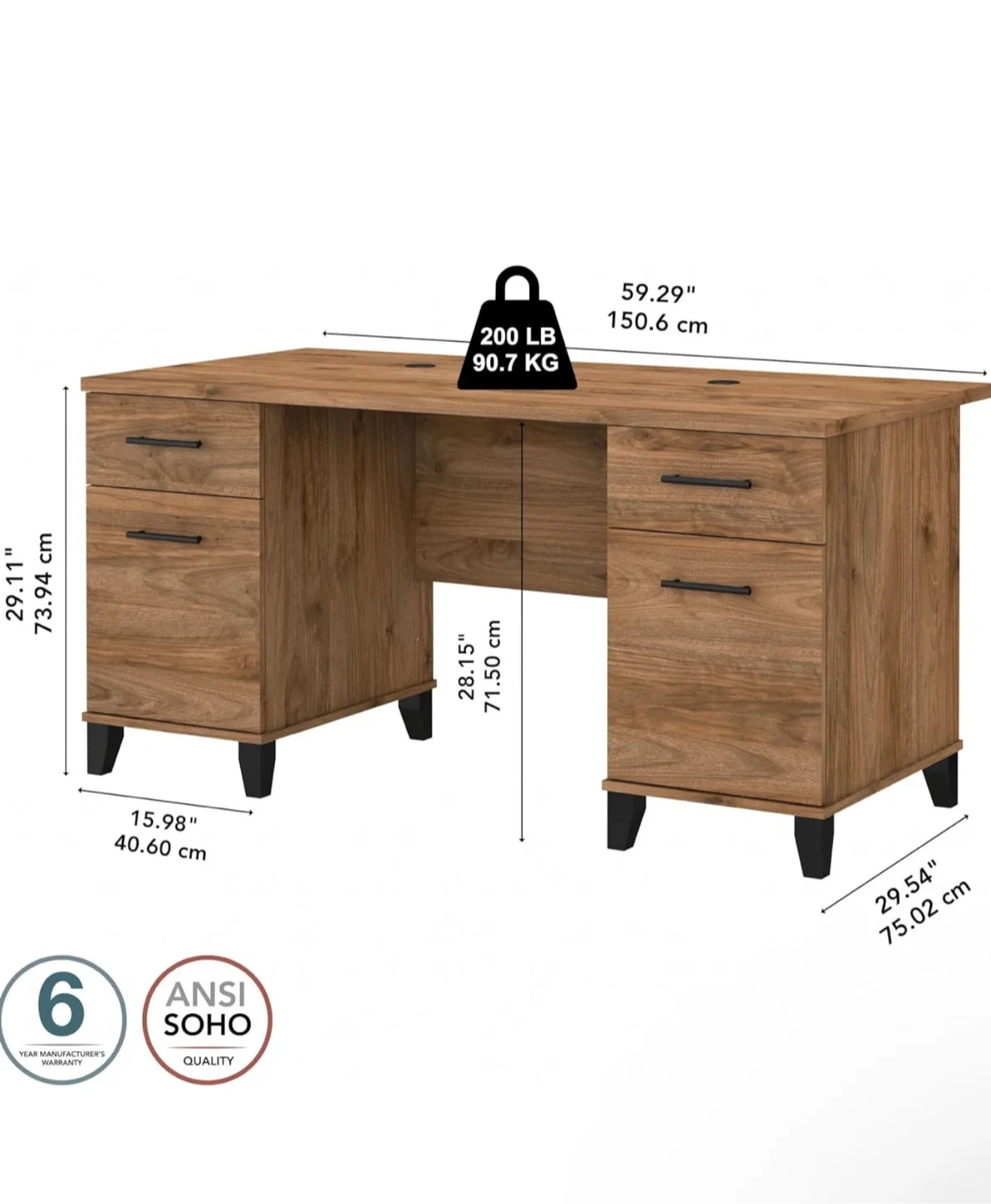 Wooden Desk with Drawers IN GREAT CONDITION image indicator(6)