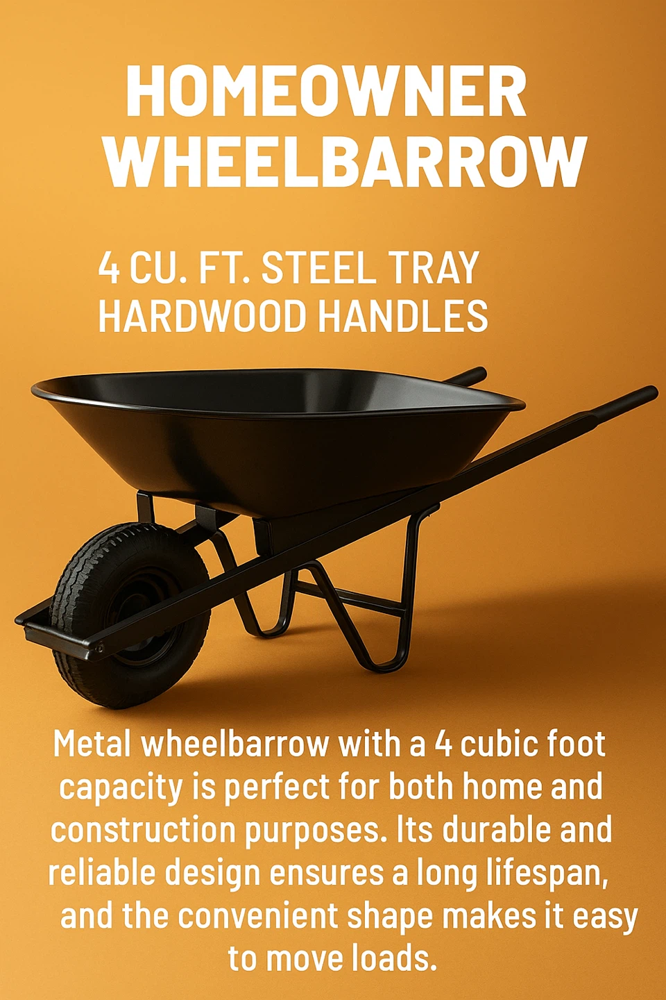 Homeowner Wheelbarrow - 4 cu. ft. Steel Tray