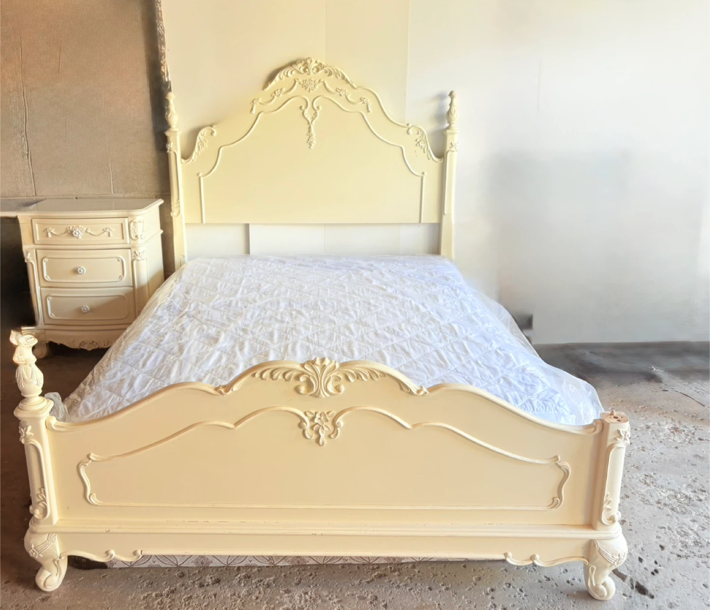 Antique Style Bed Frame & Nightstand