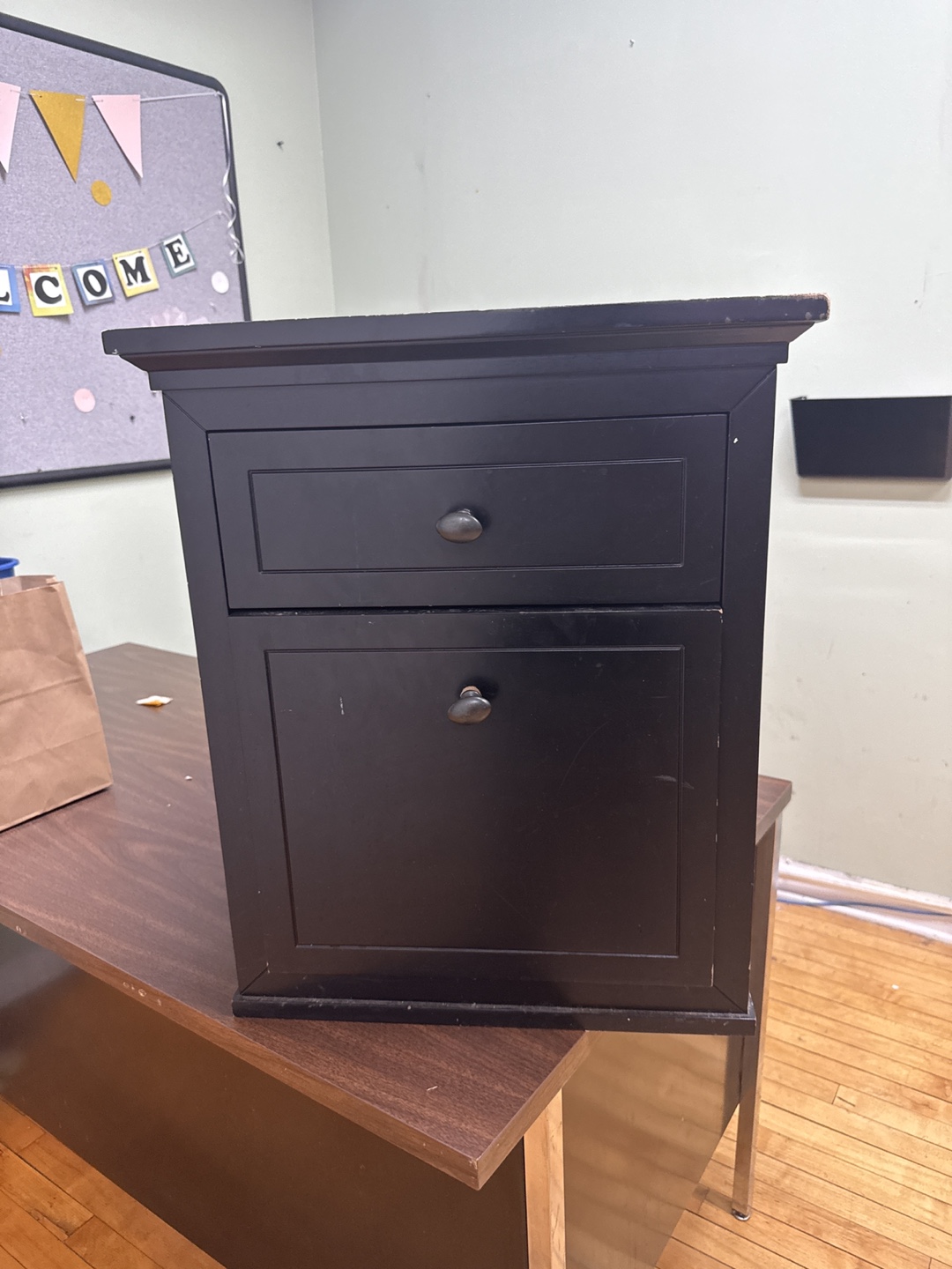 Black Two-Drawer Wood File Cabinet