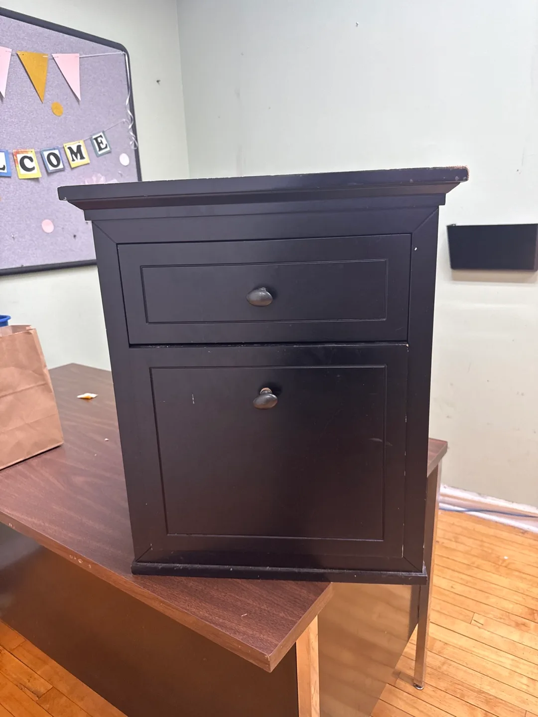 Black Two-Drawer Wood File Cabinet thumbnail
