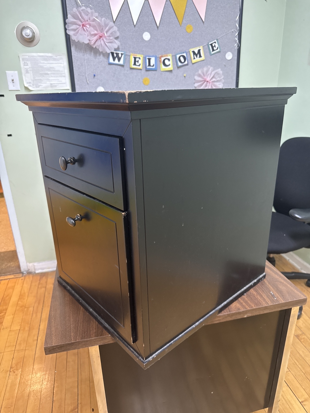 Black Two-Drawer Wood File Cabinet - photo 4