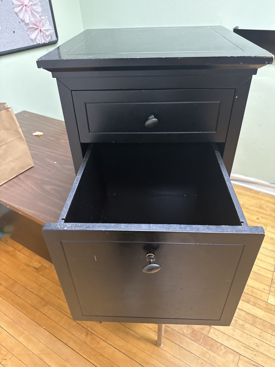 Black Two-Drawer Wood File Cabinet - photo 2