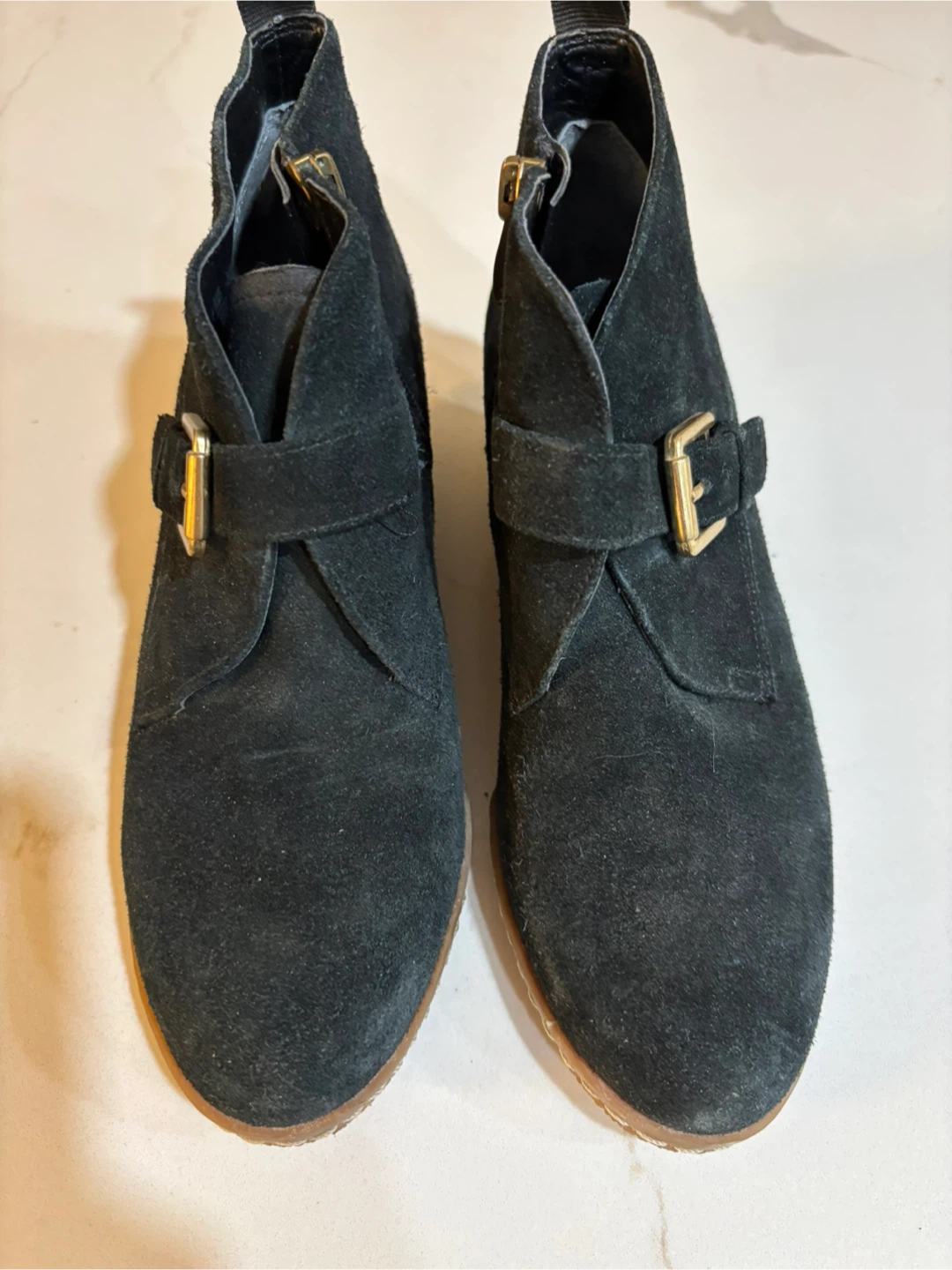 Franco Sarto Black Suede Wedge Booties Size 5.5M - photo 2