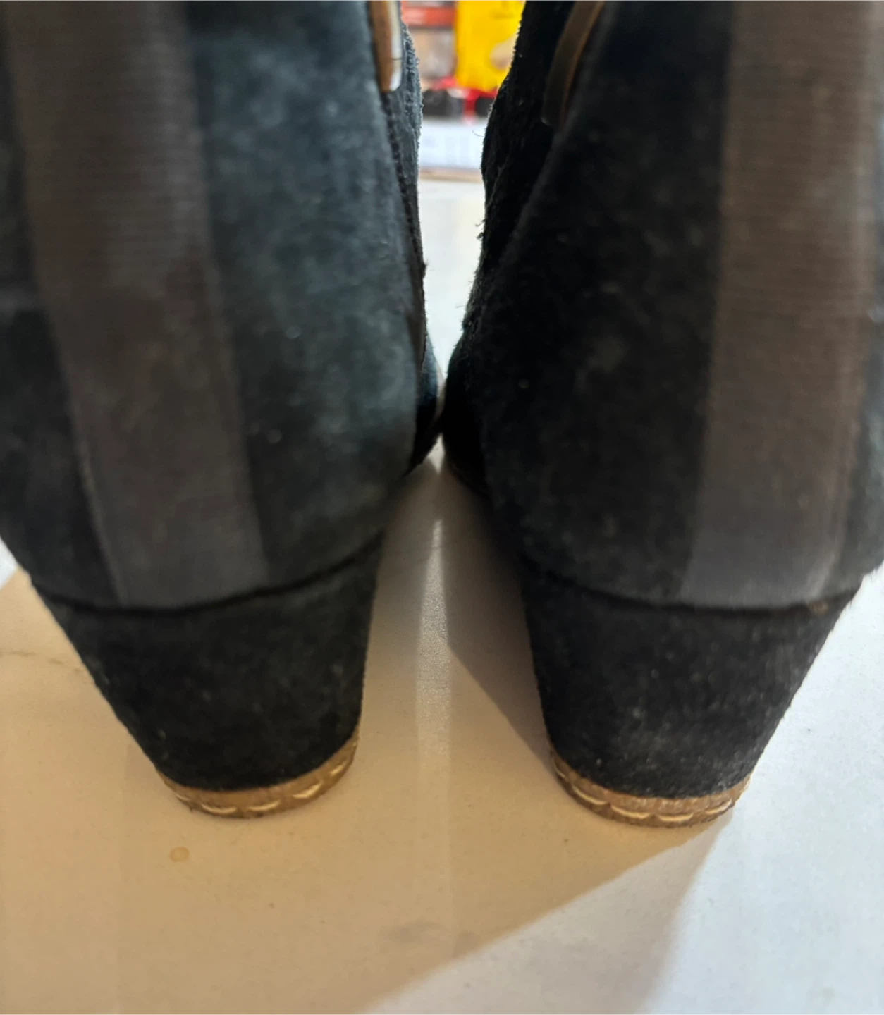 Franco Sarto Black Suede Wedge Booties Size 5.5M - photo 3