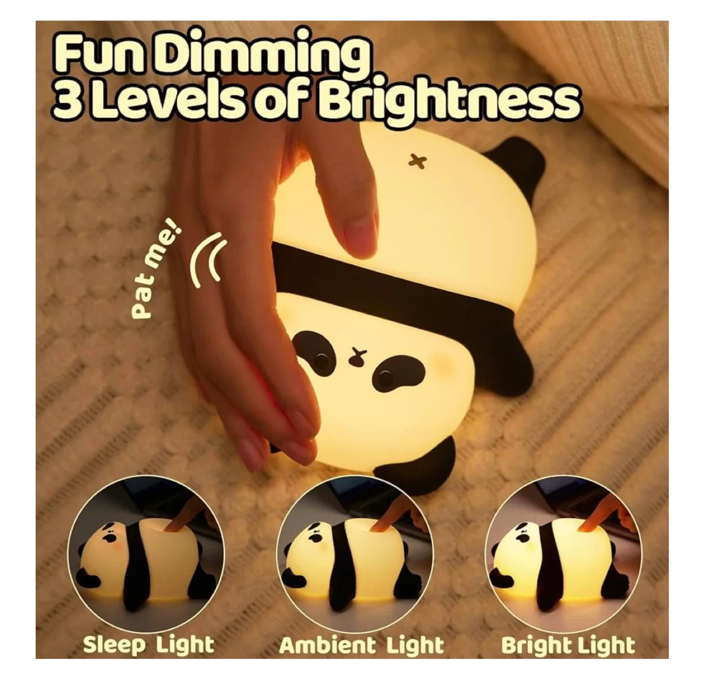 Rechargeable Cute Panda Night Light image indicator(2)