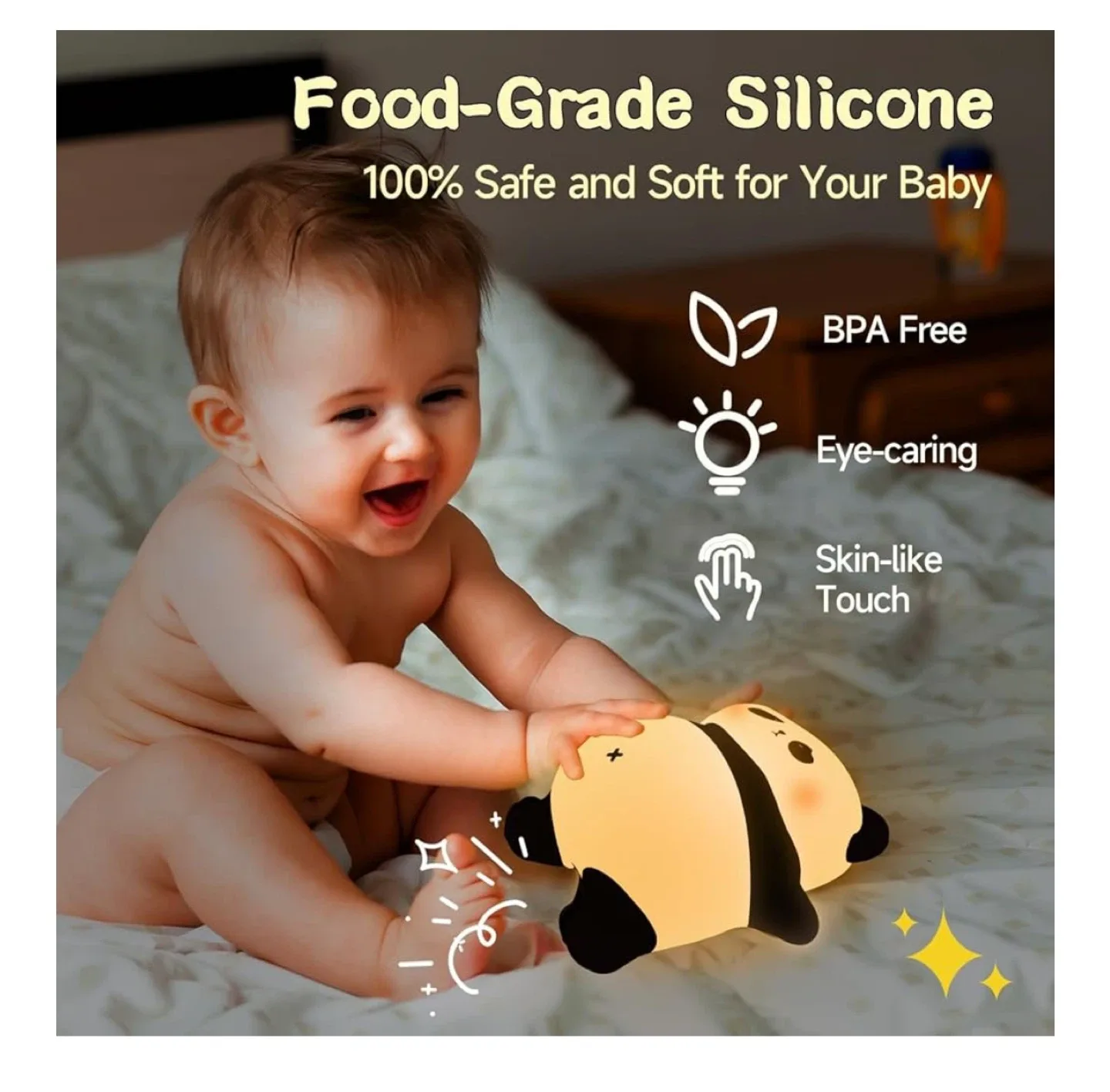 Rechargeable Cute Panda Night Light image indicator(5)