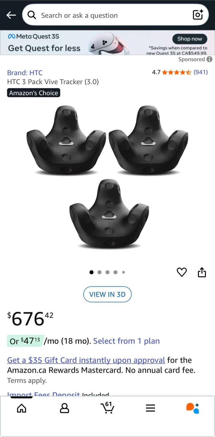 HTC 3 Pack Vive Tracker (3.0) SEALED thumbnail