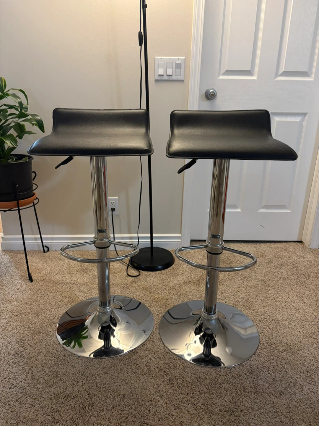 Set of 2 Black Bar Stools
