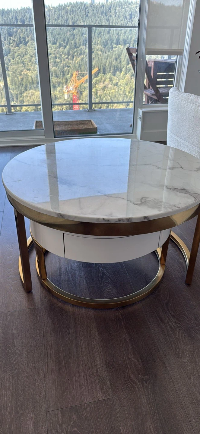 Round Nesting Coffee Tables - Marble & White - photo 2